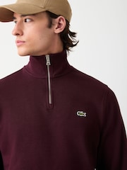 Lacoste Brown Regular Fit High Neck Quarter Zip Sweatshirt - Image 4 of 7