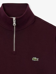 Lacoste Brown Regular Fit High Neck Quarter Zip Sweatshirt - Image 6 of 7