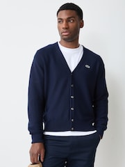 Lacoste Blue Classic Fit Knitted Cardigan - Image 1 of 4