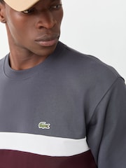 Lacoste Grey Classic Fit Colorblock Fleece Sweatshirt - Image 5 of 8