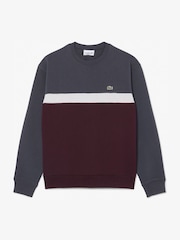 Lacoste Grey Classic Fit Colorblock Fleece Sweatshirt - Image 6 of 8
