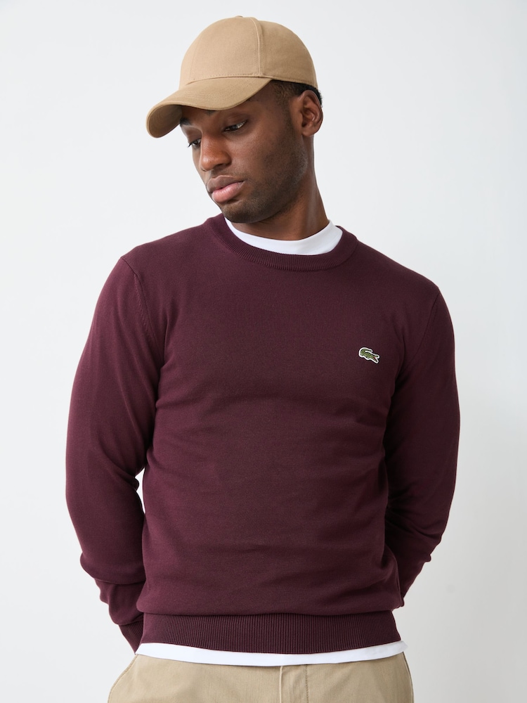 Lacoste Brown Cotton Crew Neck Jumper - Image 1 of 4