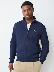 Lacoste Blue Regular Fit Zipped Fleece Sweatshirt - Image 1 of 4