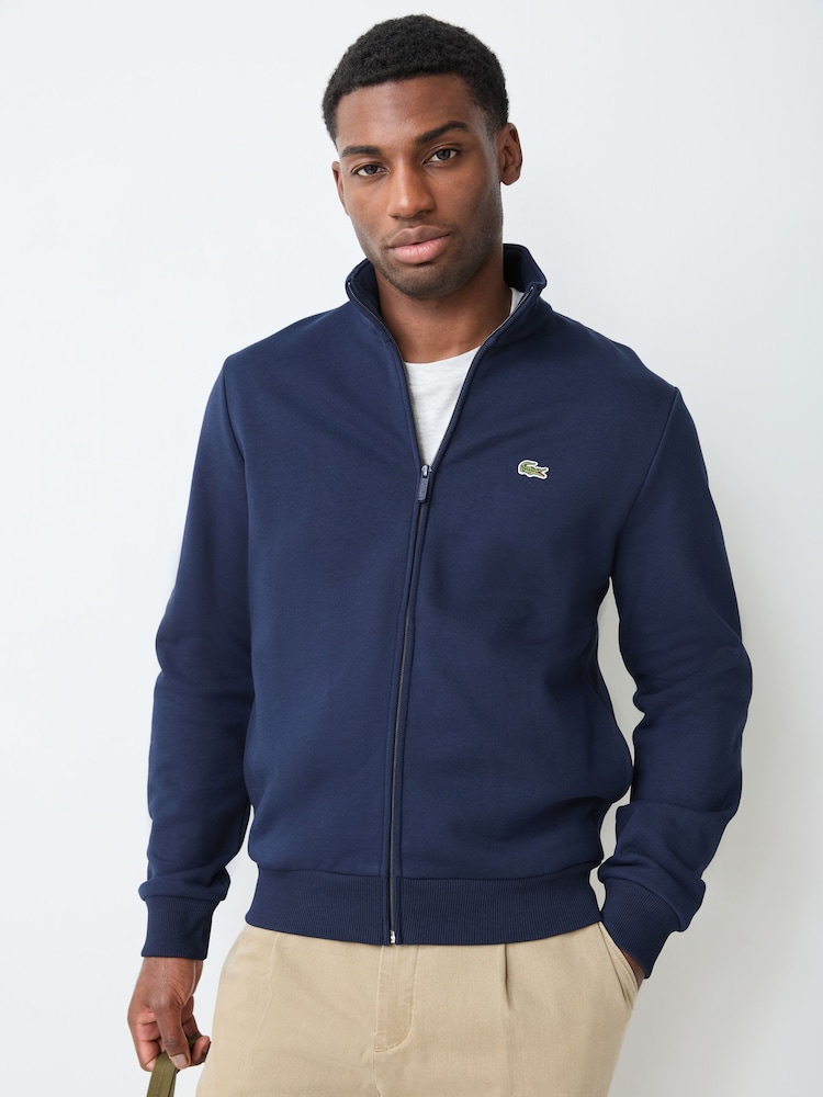 Lacoste Blue Regular Fit Zipped Fleece Sweatshirt - Image 1 of 4 Lacoste Blue Regular Fit Zipped Fleece Sweatshirt - Image 1 of 4