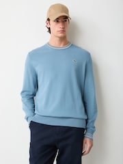 Lacoste Light Blue Striped Cotton Jersey Sweater - Image 1 of 4