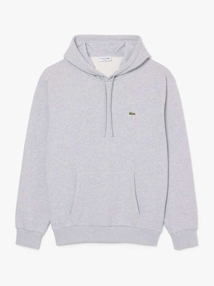 Lacoste Silver Classic Fit Fleece Hoodie - Image 1 of 3