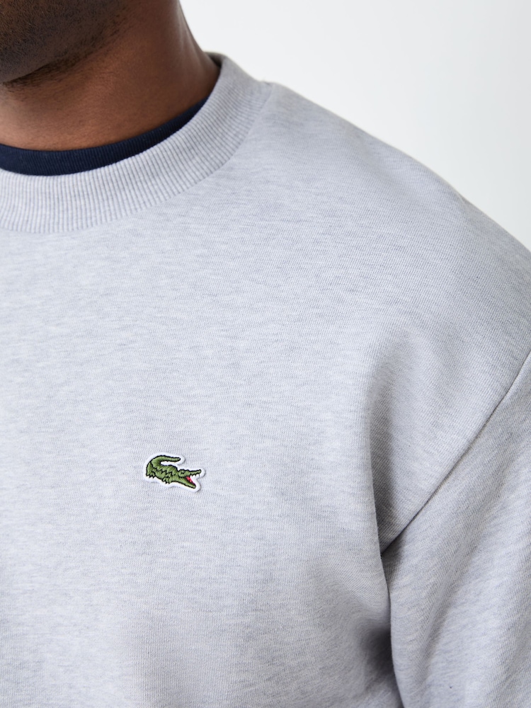 Lacoste Silver Classic Fit Fleece Sweatshirt - Image 4 of 4 Lacoste Silver Classic Fit Fleece Sweatshirt - Image 4 of 4