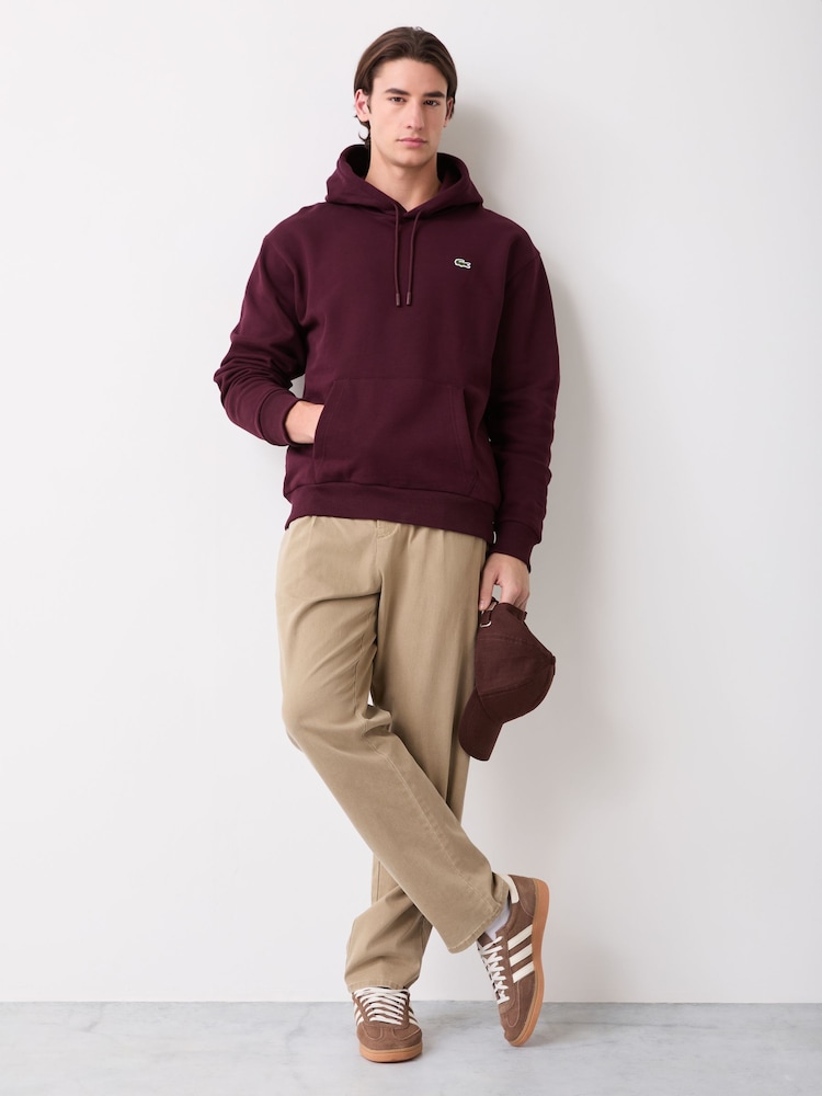 Lacoste Brown Classic Fit Fleece Hoodie - Image 2 of 4 Lacoste Brown Classic Fit Fleece Hoodie - Image 2 of 4