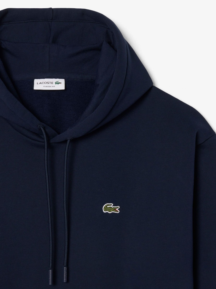 Lacoste Blue Classic Fit Fleece Hoodie - Image 2 of 4 Lacoste Blue Classic Fit Fleece Hoodie - Image 2 of 4