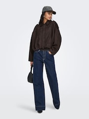 JDY Brown Faux Suede Bomber Jacket - Image 4 of 7