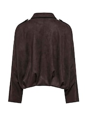 JDY Brown Faux Suede Bomber Jacket - Image 7 of 7