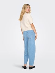 JDY Cream Short Sleeve Knitted Cardigan With Button Details - Image 3 of 6