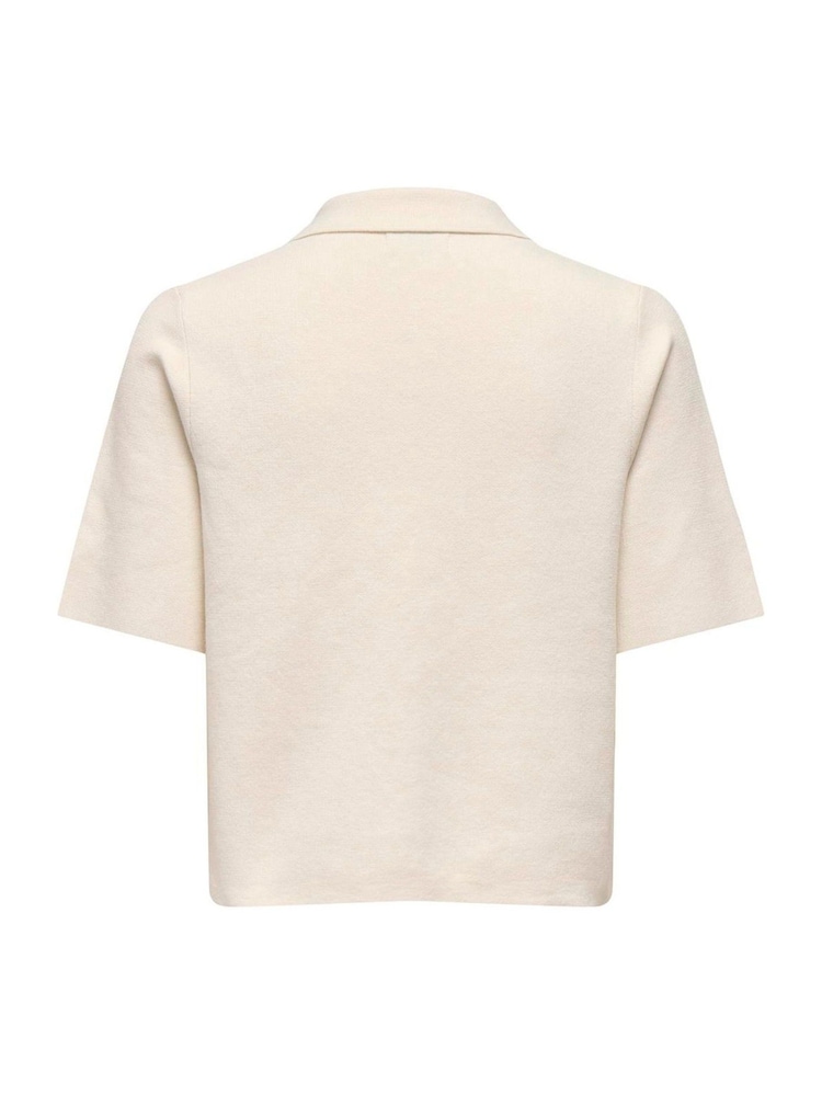 JDY Cream Short Sleeve Knitted Cardigan With Button Details - Image 6 of 6