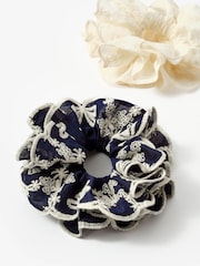 Mint Velvet Blue Cotton Embroidered Scrunchies - Image 3 of 5