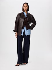 Whistles Brown V-Neck Button Front Knit Tank - Image 4 of 5