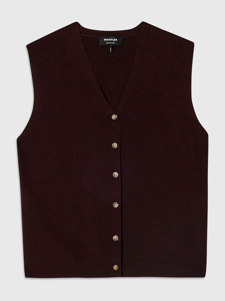 Whistles Brown V-Neck Button Front Knit Tank - Image 5 of 5 Whistles Brown V-Neck Button Front Knit Tank - Image 5 of 5