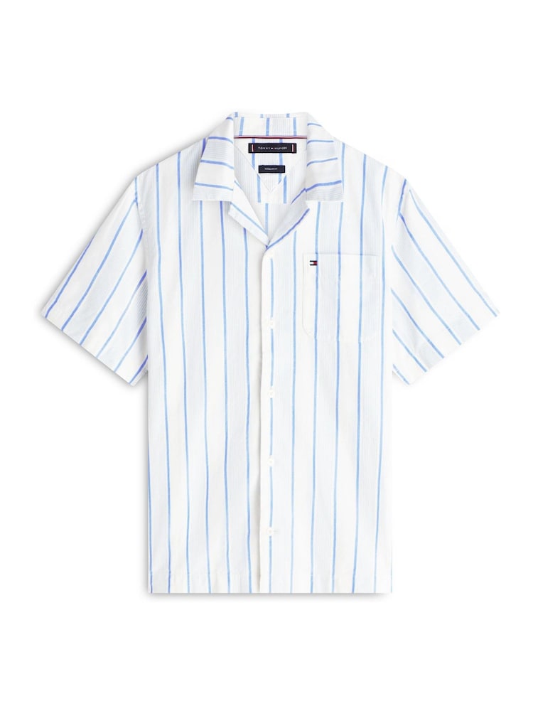 Tommy Hilfiger Blue Regular Fit Cuban Collar Short Sleeve Shirt - Image 5 of 5
