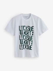 Lacoste White Classic Fit Printed T-Shirt - Image 1 of 4