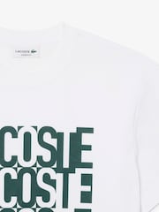 Lacoste White Classic Fit Printed T-Shirt - Image 3 of 4