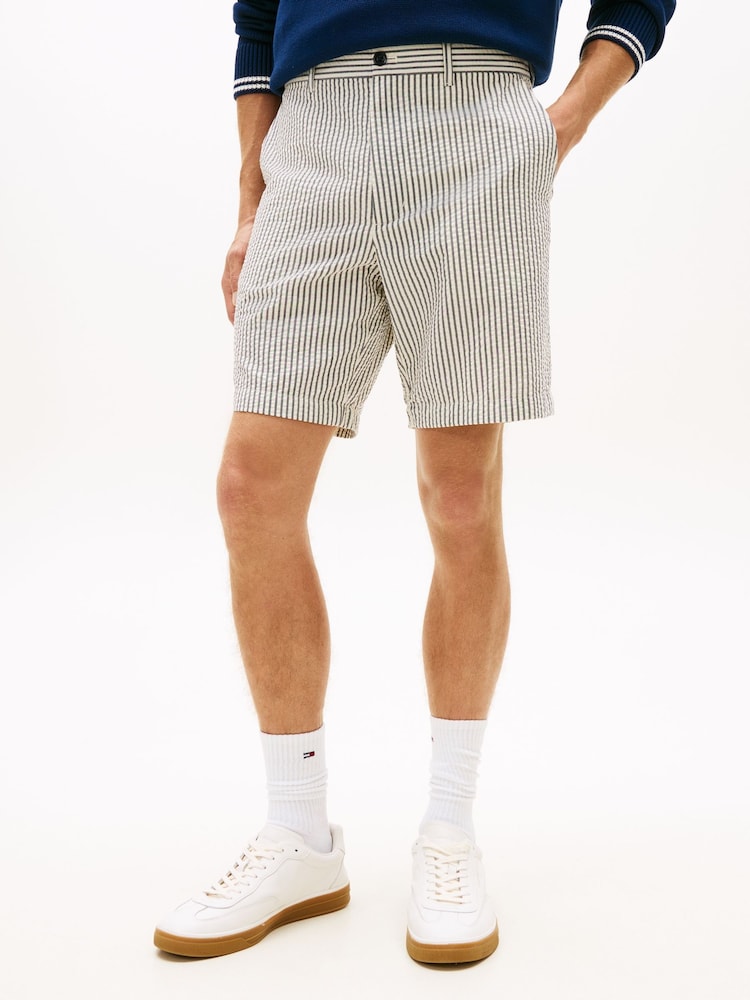 Tommy Hilfiger Blue Dover Seersucker Stripe 8" Inseam Chino Shorts - Image 1 of 5
