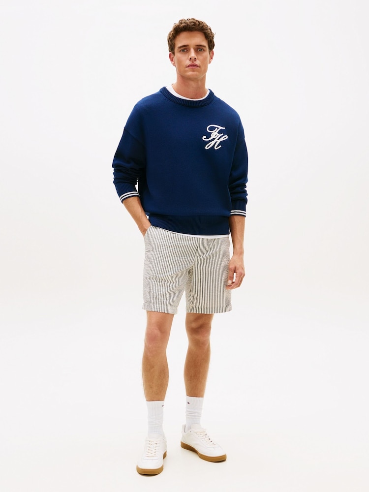 Tommy Hilfiger Blue Dover Seersucker Stripe 8" Inseam Chino Shorts - Image 2 of 5