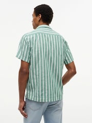 Tommy Hilfiger Green Linen Blend Textured Stripe Short Sleeve Shirt - Image 3 of 5