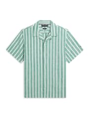 Tommy Hilfiger Green Linen Blend Textured Stripe Short Sleeve Shirt - Image 5 of 5