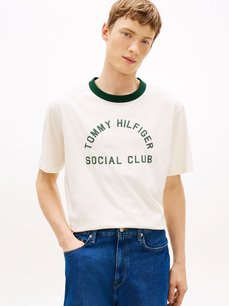 Tommy Hilfiger Contrast Crew Neck Relaxed Jersey T-Shirt - Image 1 of 5