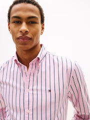 Tommy Hilfiger Pink Flex Regular Fit Stripe Poplin Shirt - Image 4 of 5