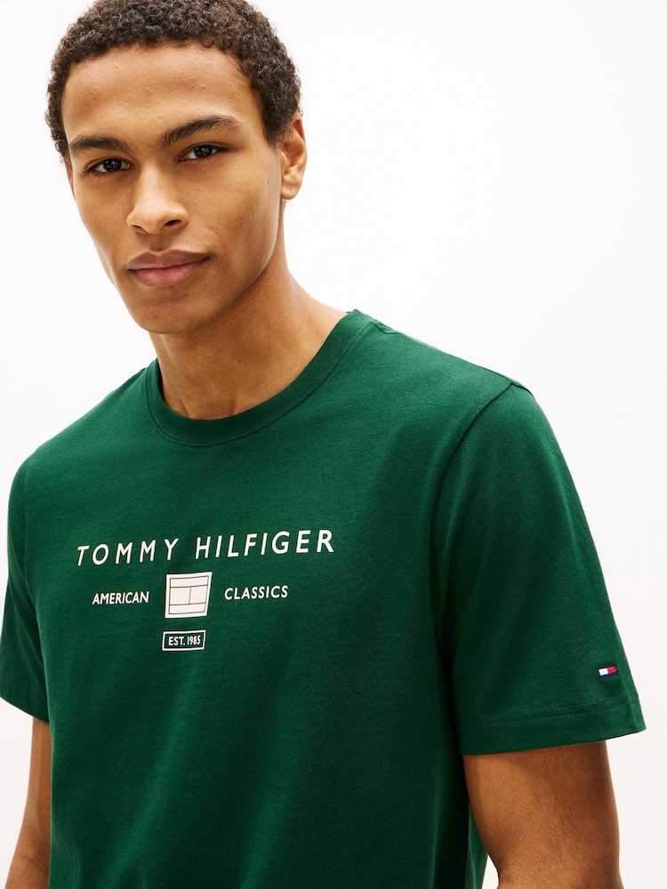 أخضر - Tommy Hilfiger Jersey Logo T-Shirt - Image 4 of 4