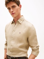 Natur - Tommy Hilfiger Regular Fit Washed Pure Linen Shirt - Bild 4 von 5