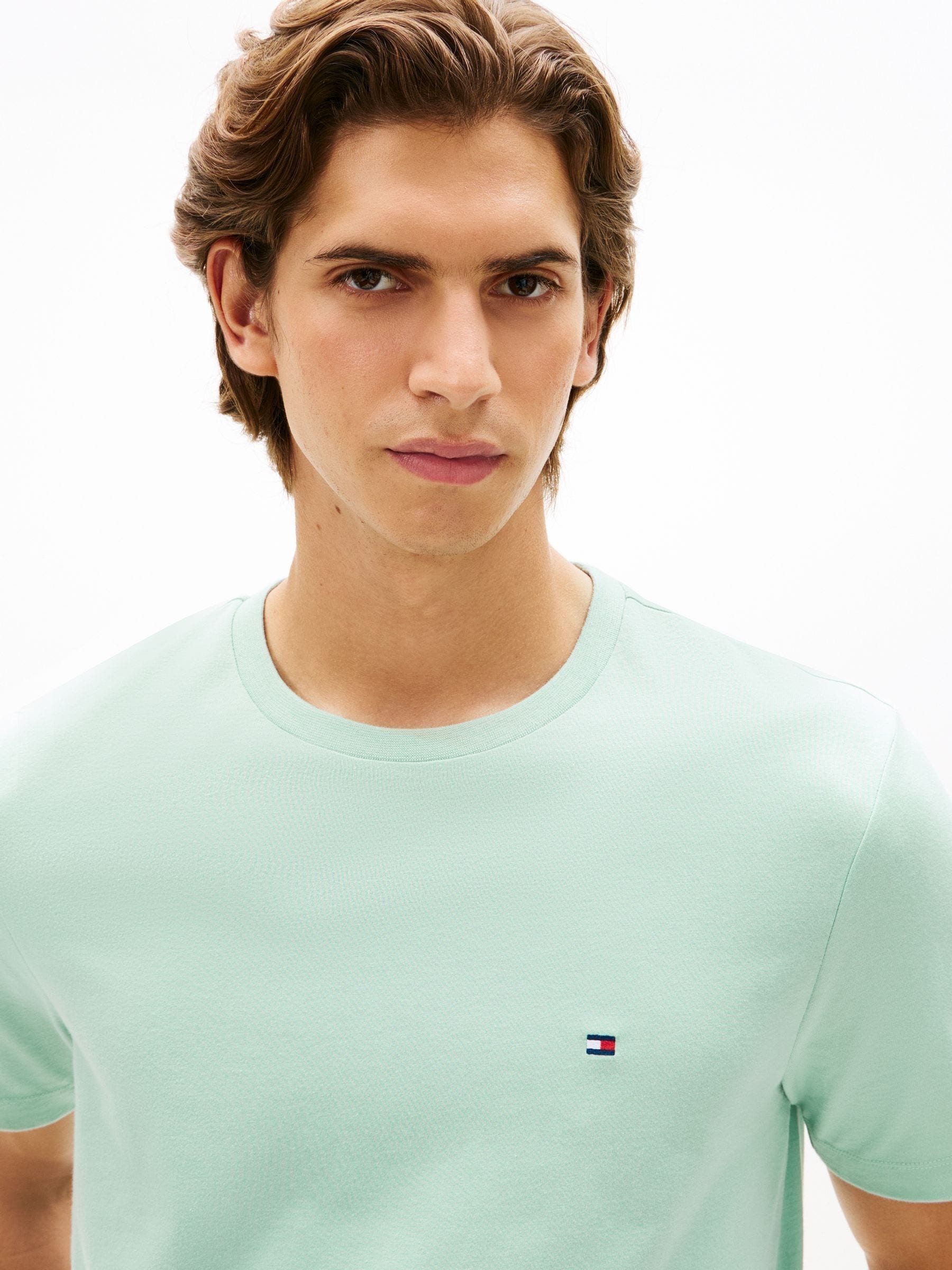 Buy Tommy Hilfiger Mint Green Flag Embroidery Crew Neck T-Shirt