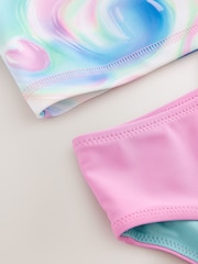 Pink/Blue Bubble Heart Short Sleeve Sunsafe  Rash Vest And Pant Swim Set (3-16yrs) - Image 8 of 9