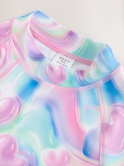 Pink/Blue Bubble Heart Short Sleeve Sunsafe  Rash Vest And Pant Swim Set (3-16yrs) - Image 9 of 9