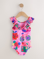 Pink Character Stampy Frill Swimsuit (3mths-7yrs) - Image 6 of 8