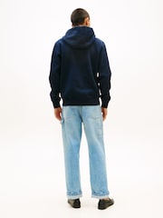 Tommy Hilfiger Blue Logo Terry Drawstring Hoodie - Image 3 of 5