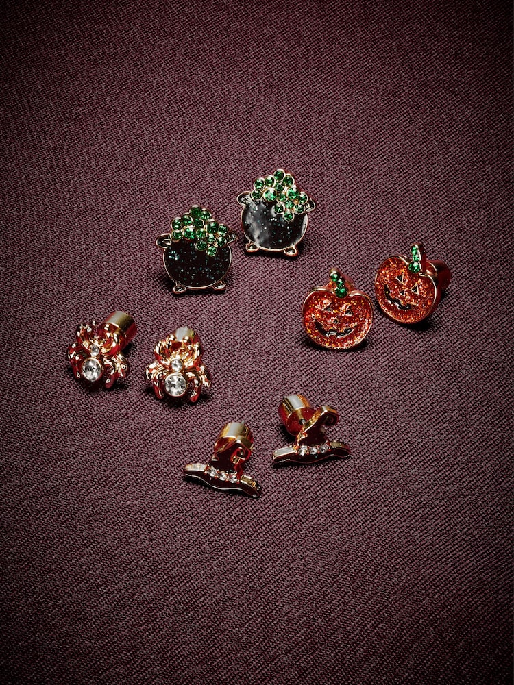 Orange Halloween Stud Earrings 4 Pack - Image 1 of 4