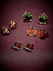 Orange Halloween Stud Earrings 4 Pack - Image 2 of 4