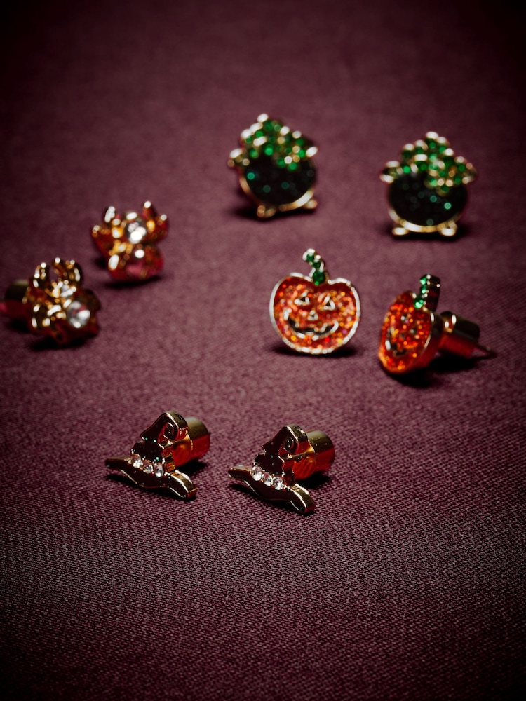 Orange Halloween Stud Earrings 4 Pack - Image 2 of 4