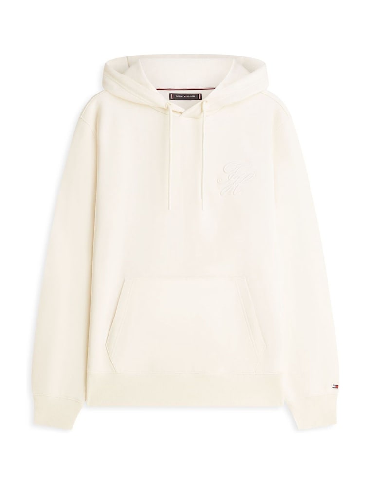 Tommy Hilfiger Cream Logo Embroidery Terry Hoodie - Image 5 of 5