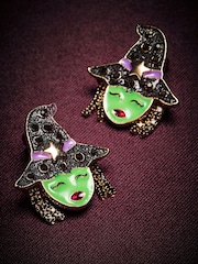 Green Halloween Witch Stud Earrings - Image 2 of 3
