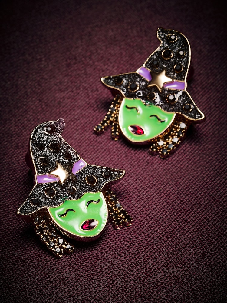 Green Halloween Witch Stud Earrings - Image 2 of 3