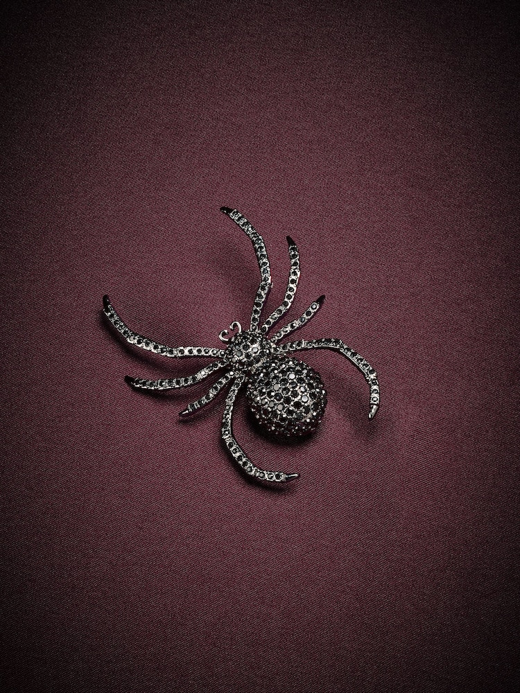 Black Halloween Sparkle Spider Brooch - Image 1 of 3 Black Halloween Sparkle Spider Brooch - Image 1 of 3