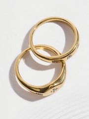 Золотистий - Waterproof Stainless Steel Star Sparkle Rings 2 Pack - Image 2 of 3