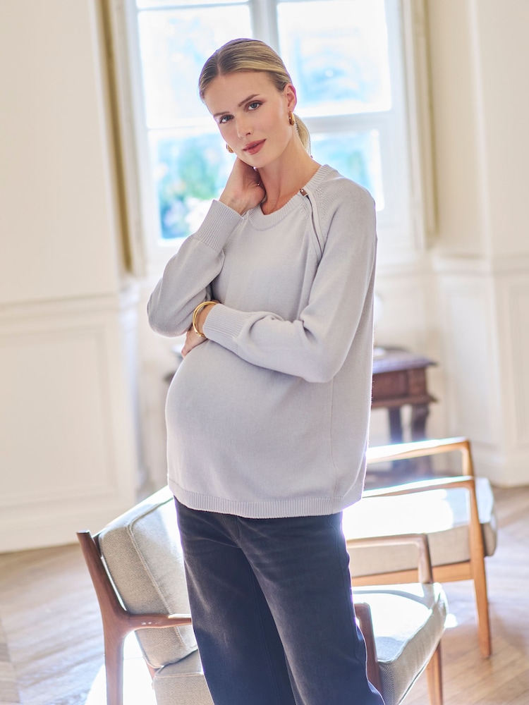 Seraphine Grey Maternity Nursing Zip Sweatshirt - Image 1 of 5
