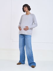 Seraphine Grey Maternity Nursing Zip Jumper - Image 6 of 7