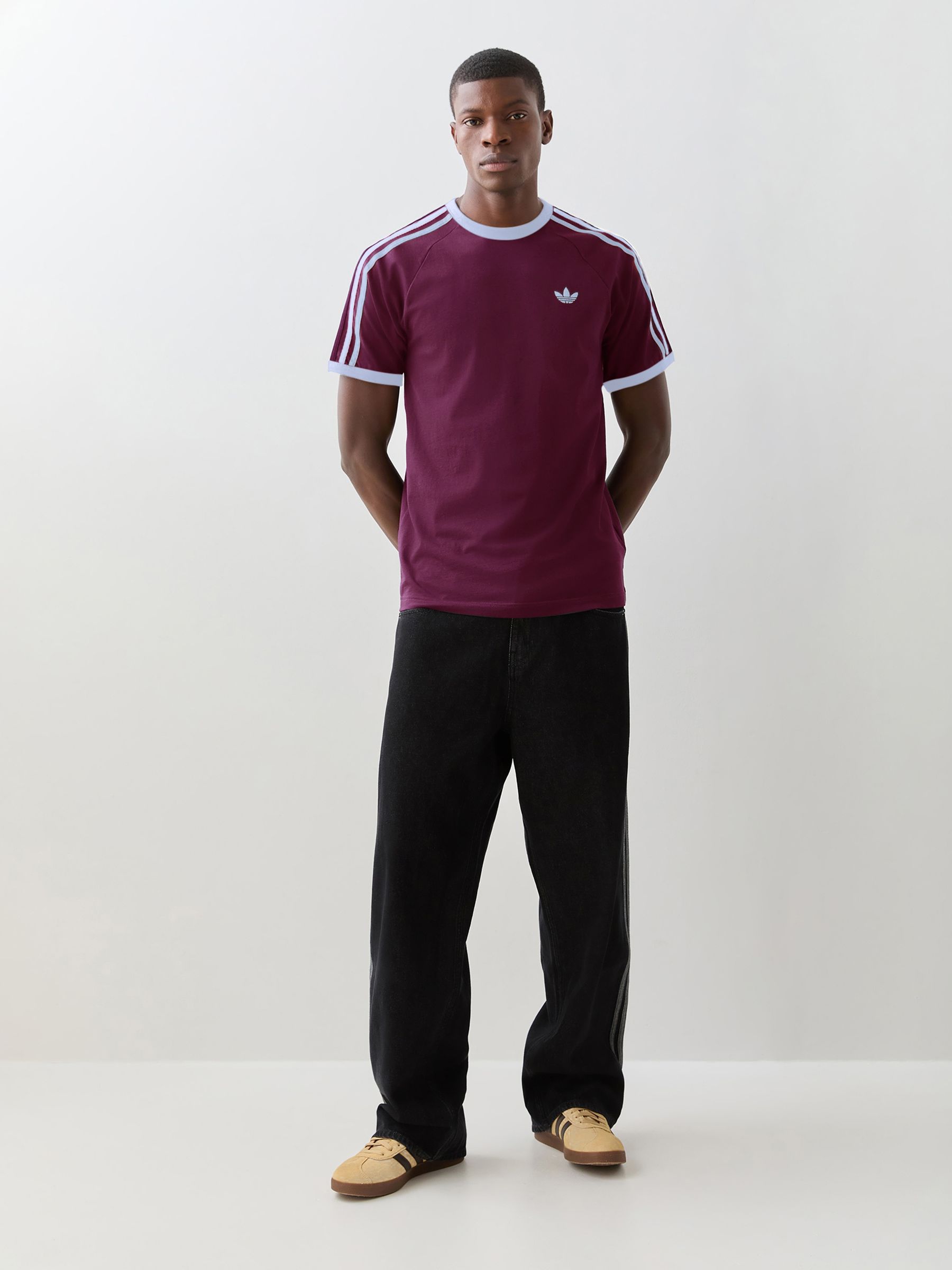 Buy adidas Original Burgundy Red 3 Stripes T Shirt from Next India