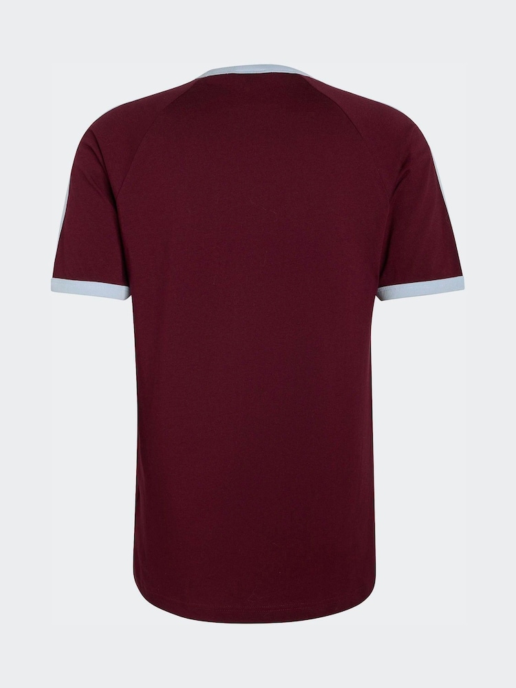 adidas Original Burgundy Red 3 Stripes T Shirt - Image 2 of 2