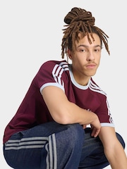 adidas Original Burgundy Red 3 Stripes T Shirt - Image 5 of 7