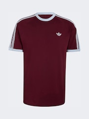 adidas Original Burgundy Red 3 Stripes T Shirt - Image 6 of 7